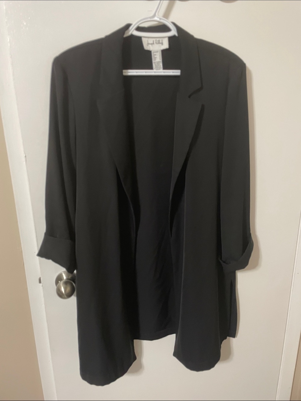 Joseph Ribkoff Black Open-Front Cuff Blazer Size 12
